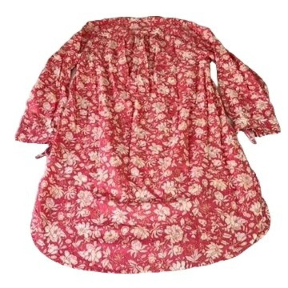 J Crew Cover Up Dress Womens Small Lightweight Long Sleeve Cotton Pink Floral - Picture 2 of 12